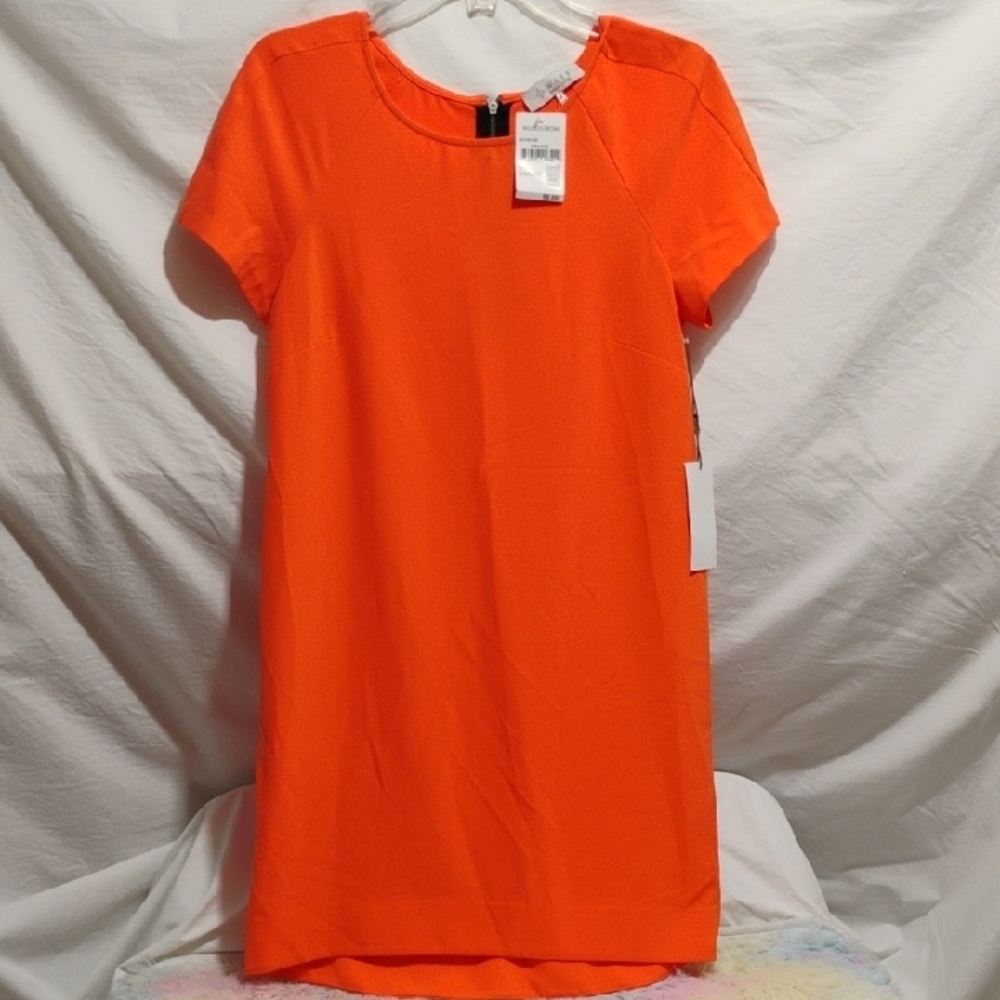 (D-26) WAYF Vibrant Orange Short Sleeve Midi Dress Sz.M